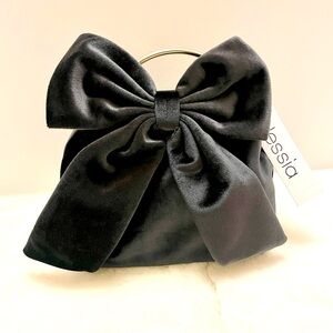 ALESSIA Black Velvet BON BON Bag with Bow Festive COQUETTE Holiday Purse‎